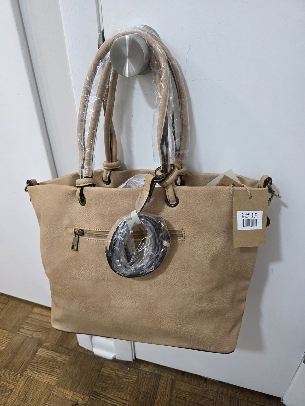 Everyday Crossbody Tote in Neutral Sand
